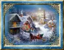 christmas house blue framed