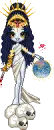 Kali! Hindu Goddess with Globe and Skulls
