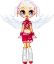 White Angel in a Red Samurai Outfit