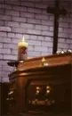coffin in church