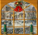 christmas window with snow