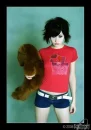 mad girl with teddy bear