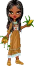 Cute Native American Girl holding vegetables