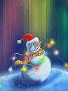snowmman and christmas lights