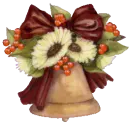 bells with glittered bow and flowers
