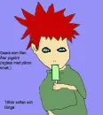 Gaara eats ice cream.