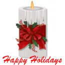 candle white with red bows happy holidays