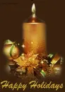 gold candle with baubles happy holidays