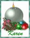 karen candle with baubles