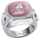 pink Los Angeles Lakers diamond ring rosie