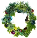 christmas wreath sparkled with baubles