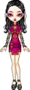 cute girl in a magenta party dress