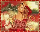 merry christmas woman with starbursts