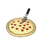 pizza being cut