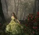 goth woman in forest