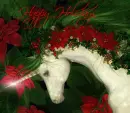happy holidays unicorn with poinsettias