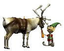 elf feeding a reindeer