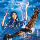 mujer, aguila y rayos