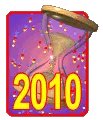 2010 new year hourglass and confetti
