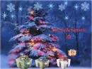 christmas tree outside with presents merry christmas