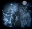 blue fairy with unicorn