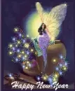 Happy New Year fairy with fireworks