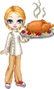 cute blonde chef girl with turkey! yummy!