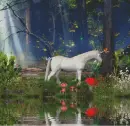 unicorn reflecting by water