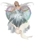 white glittered angel with doves