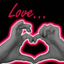 Love.. neon glowing heart hands.