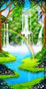 Rainbow and Waterfall Background