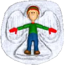 boy making snow angel