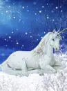 winter unicorn in the snow