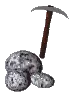 pick axe and rocks