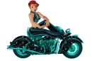 Woman on Motorrad
