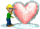 boy chiping frozen heart