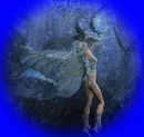 blue fairy in rain