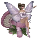 PURPLE FAIRY ON PINK SHROOM