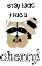 raccoon has a cherry