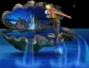 mermaid on shell with water falling morphed