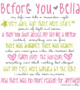 Before you, Bella