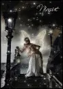 nimue blindfolded woman on pier