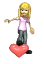 blonde girl stepping on heart