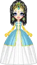 Princess in a blue and gold gown!