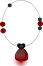 Blood Filled Gem, Black And Red Beaded Necklace