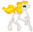 white and yellow pony