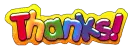 bright rainbow-colored thanks