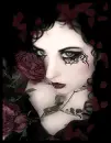 goth girl with roses glittered