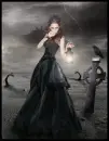 Goth Girl in Cemetery with Raven Familiar
