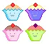 Batch of cupcakes with faces